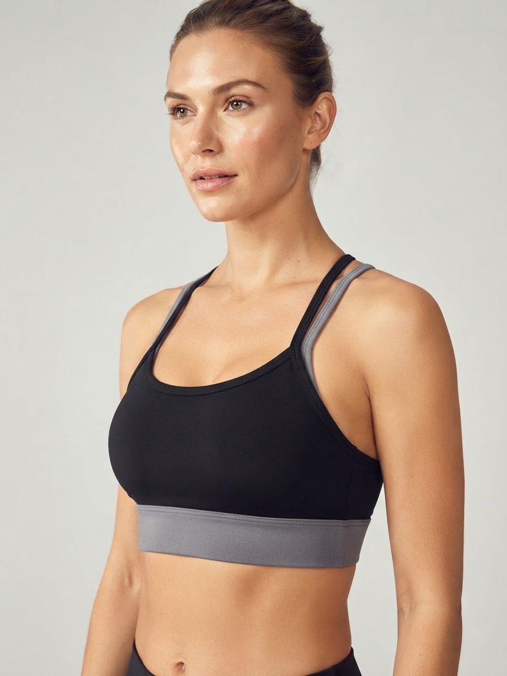 Fabletics Poppy Seamless Sports Bra II XS Black Gray New with Tags